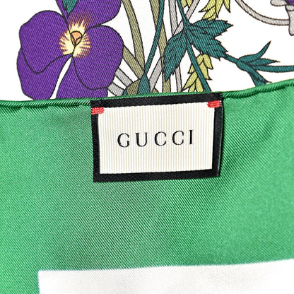 Gucci Silk Flora Gothic Square Scarf Ivory Dark Green 6 of 6
