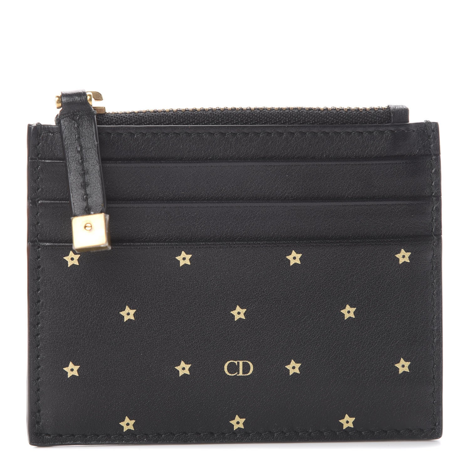 Christian Dior Calfskin Star Zipped Card Holder Black 1 of 5