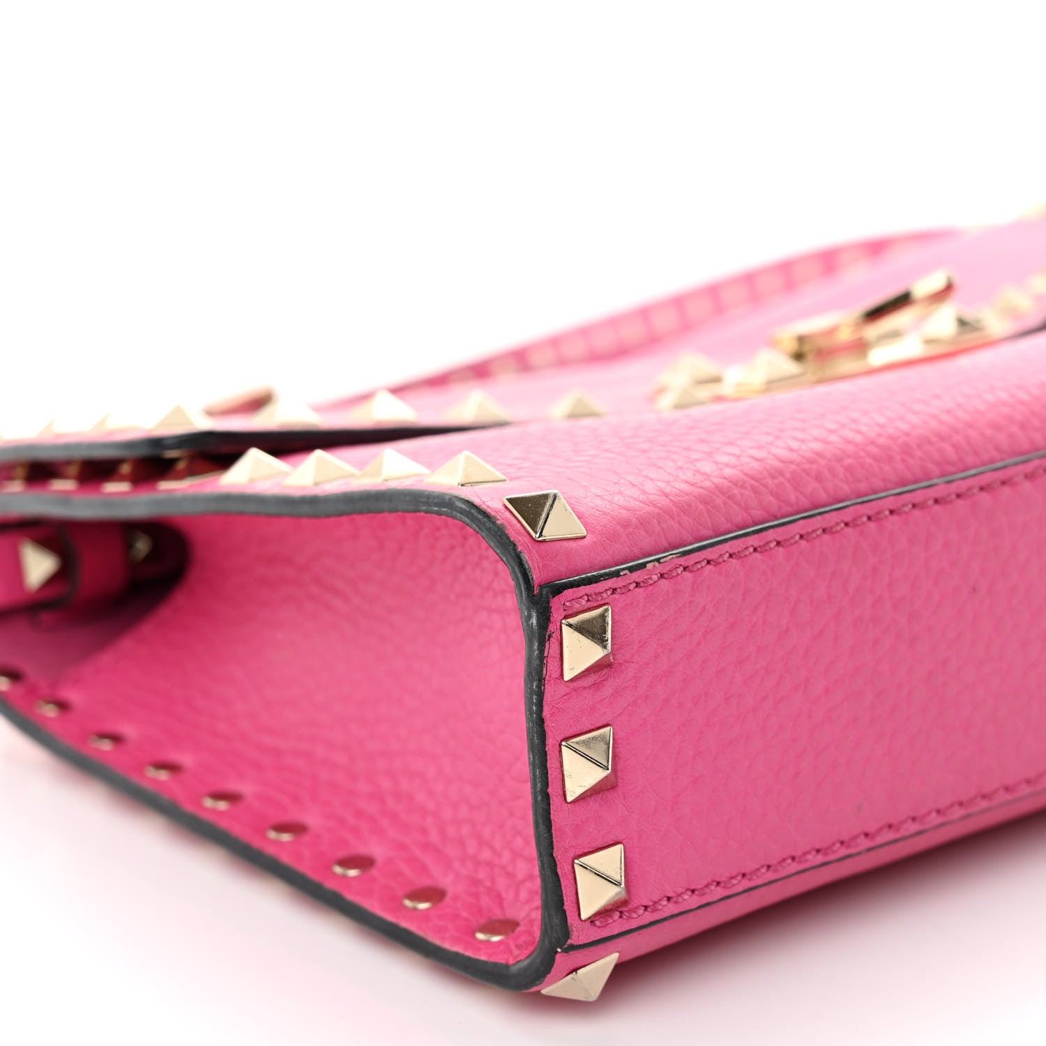 Valentino Garavani Pebbled Calfskin Medium Rockstud Flip Lock Crossbody Bag Pink Orchid 8 of 12