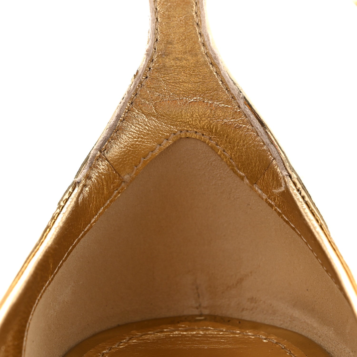 Prada Metallic Calfskin Metal Triangle Logo Ankle Strap Ballerinas 37 Platino 12 of 13