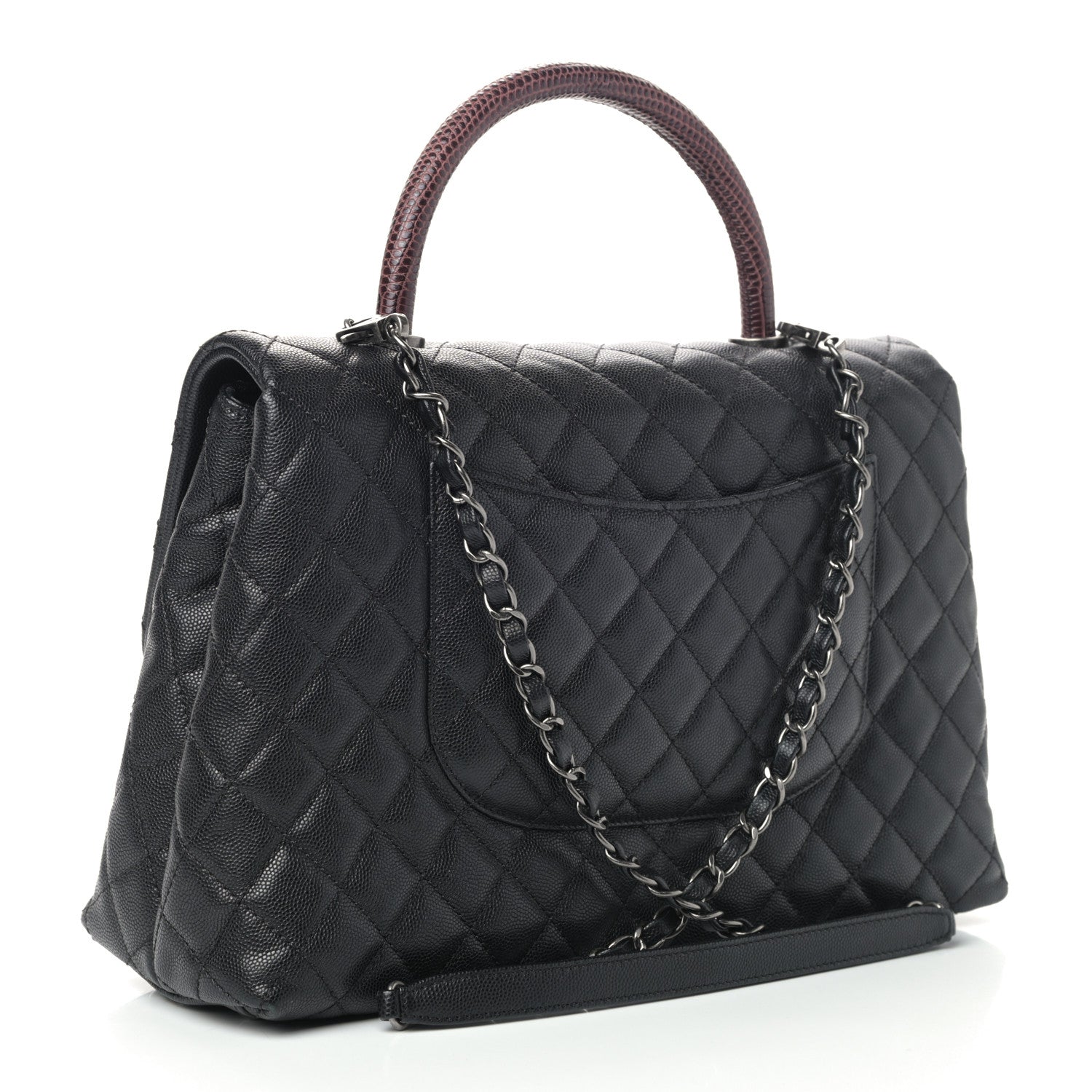 Chanel Caviar Lizard Quilted Medium Coco Handle Flap Black 2 of 10
