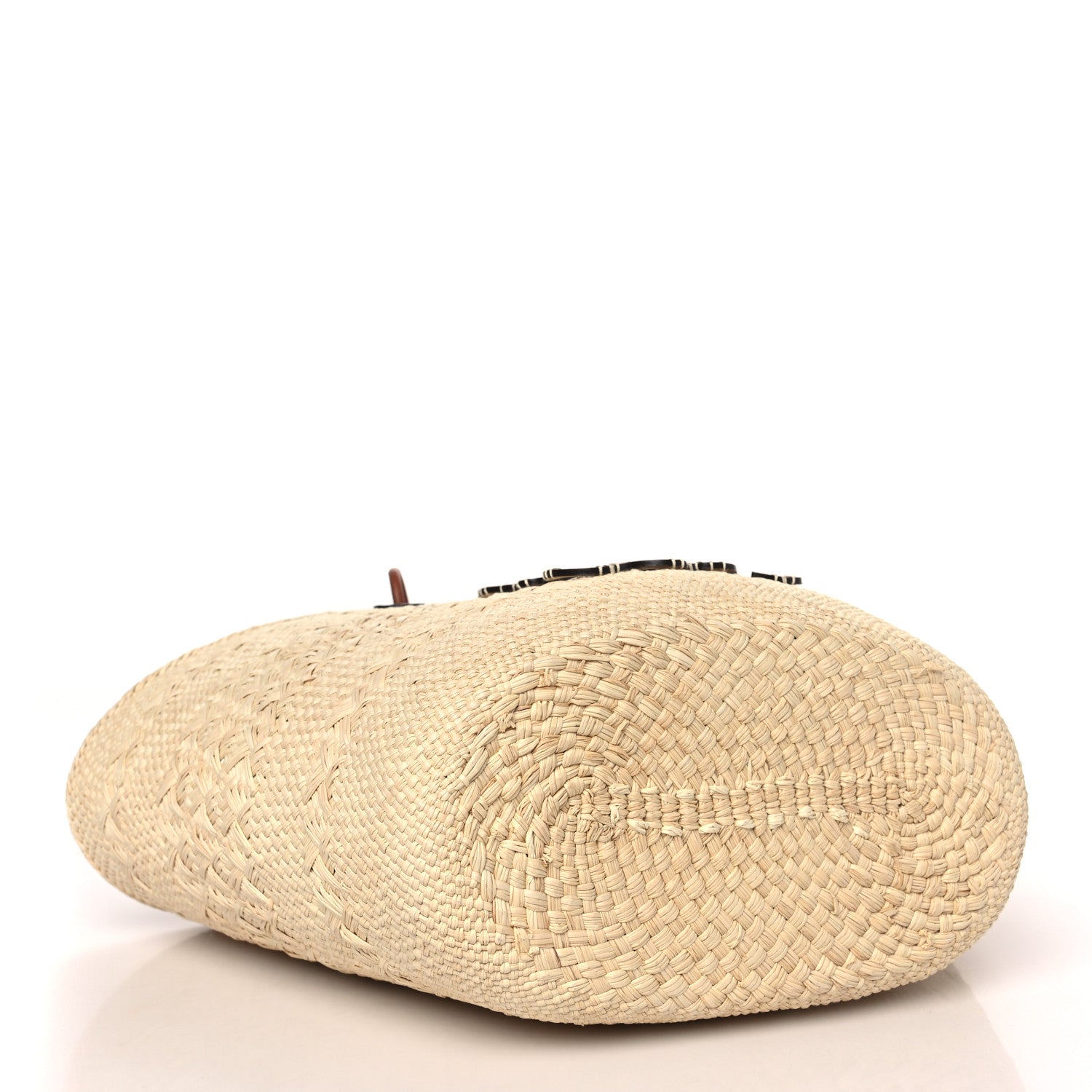 Loewe Calfskin Raffia Paulas Ibiza Medium Anagram Basket Tote Bag Natural Tan 4 of 10