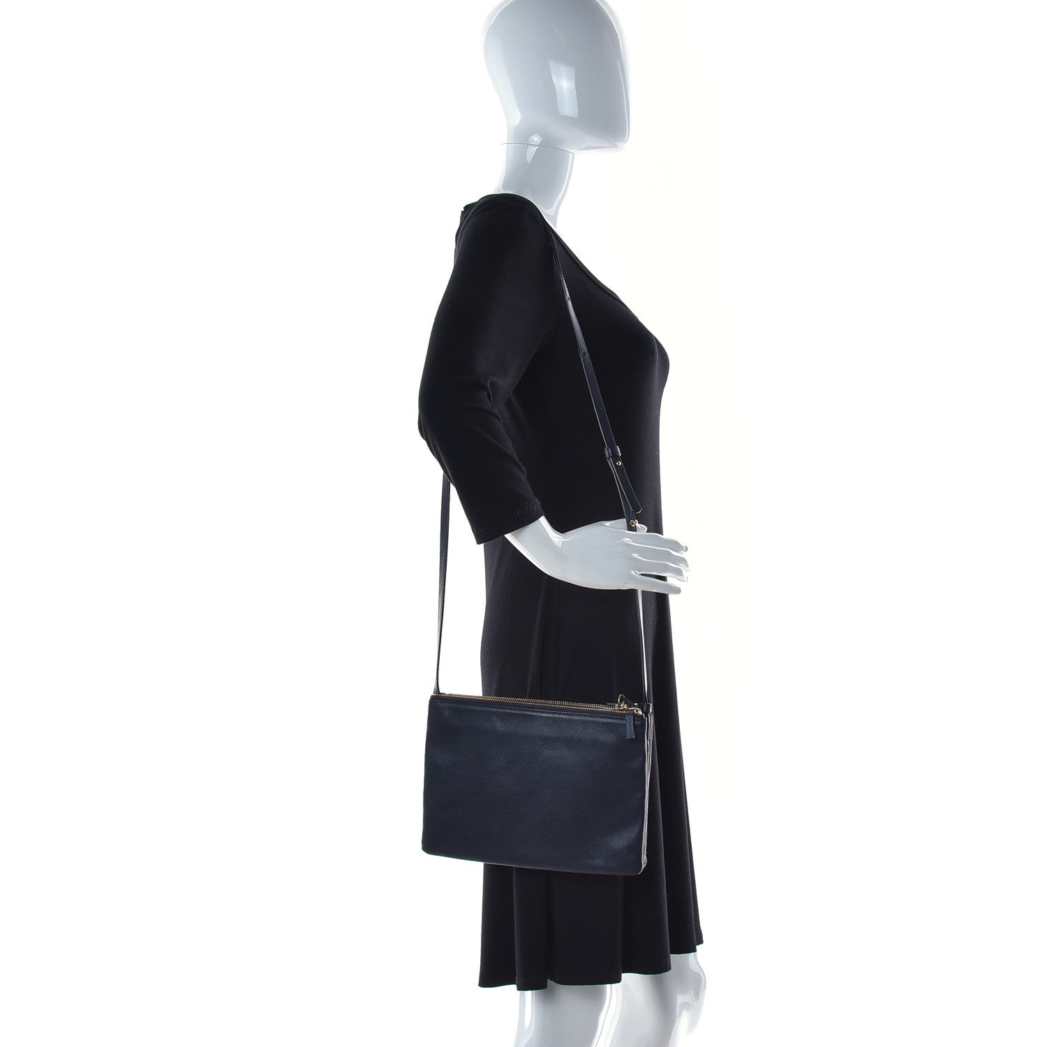 Celine Goatskin Large Trio Crossbody Bag Dark Blue 2 of 12
