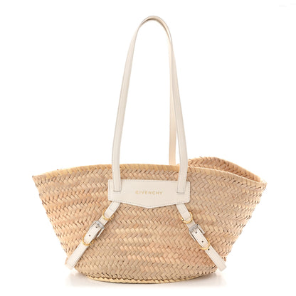Givenchy Raffia Woven Calfskin Voyou Basket Bag White 1 of 10