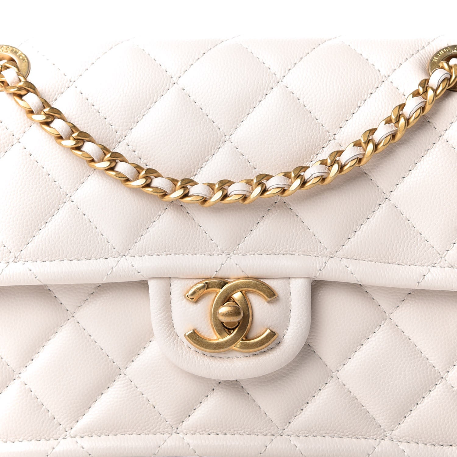 Chanel Caviar Quilted Medium Sweet Classic Flap White 10 of 11
