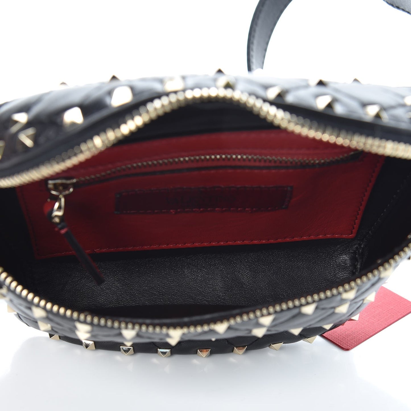 Lambskin Rockstud Spike Belt Bag 95 Black