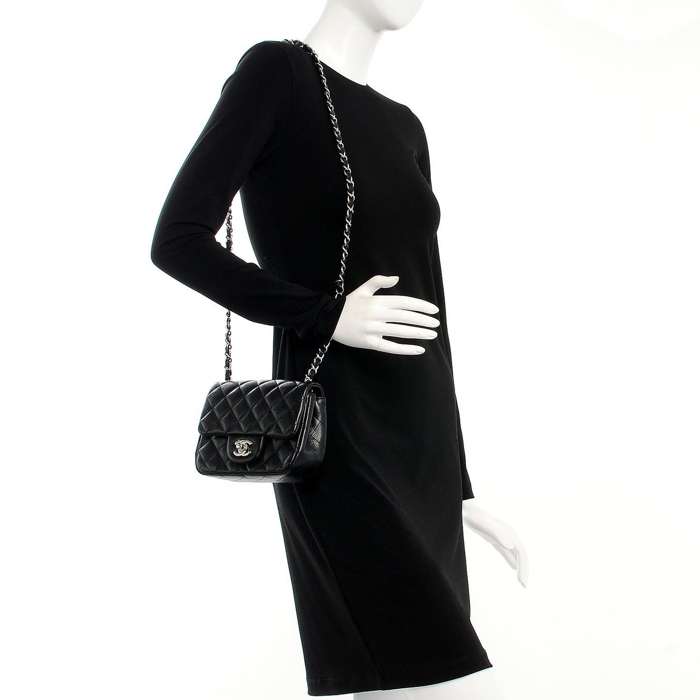 Caviar Quilted Mini Square Flap Black