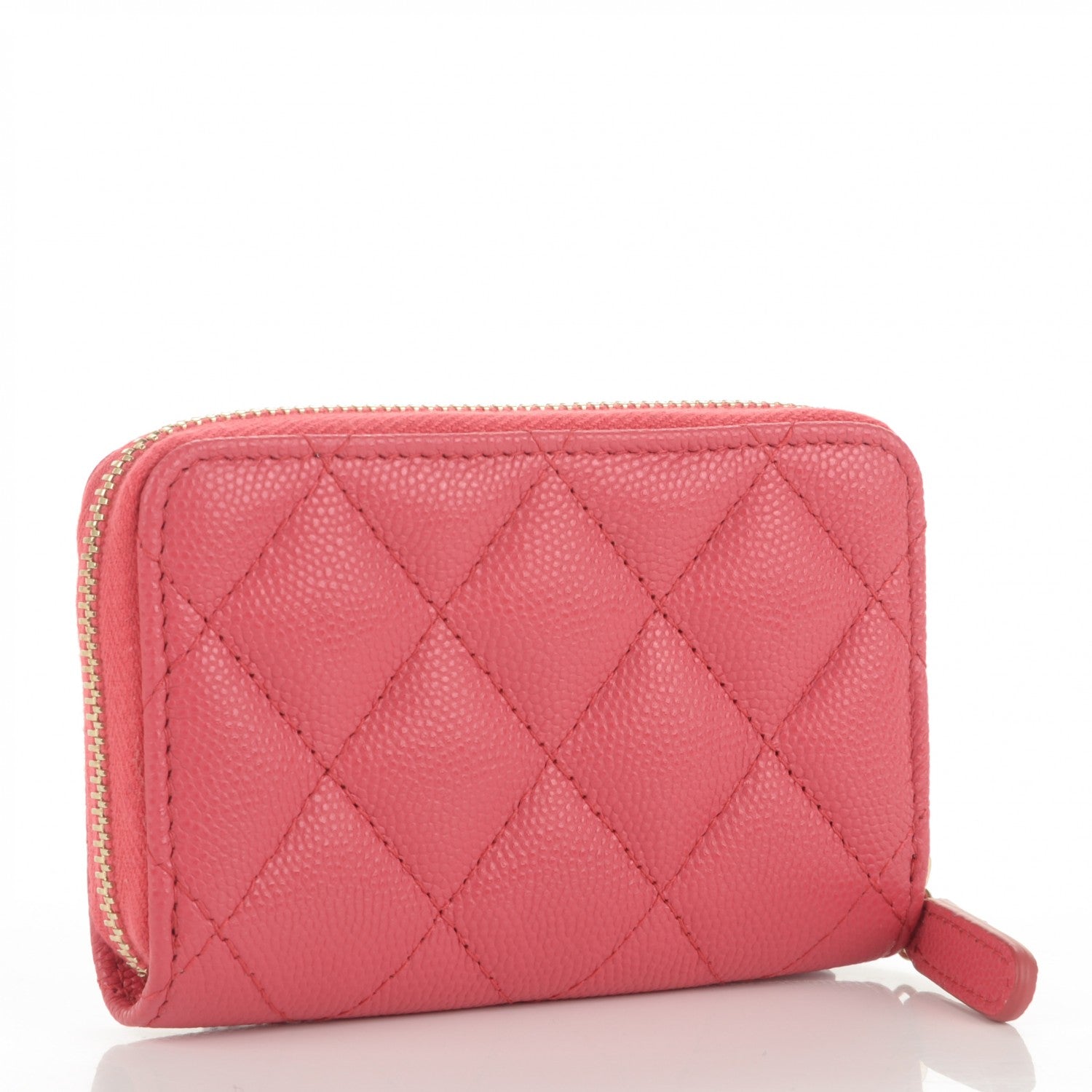 Chanel Caviar Quilted Zip Around Coin Purse Wallet Dark Pink 3 of 7