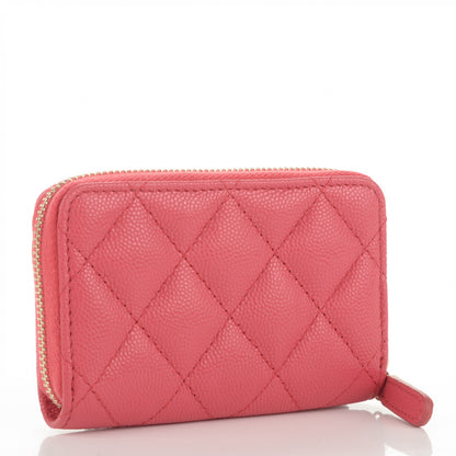 Chanel Caviar Quilted Zip Around Coin Purse Wallet Dark Pink 3 of 7
