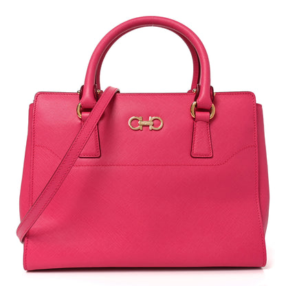 Salvatore Ferragamo Printed Calfskin Beky Tote Framboise 1 of 8