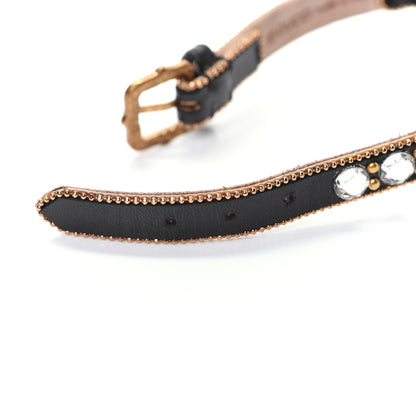 Gucci Metal Calfskin Crystal Double G Bracelet Black 9 of 10