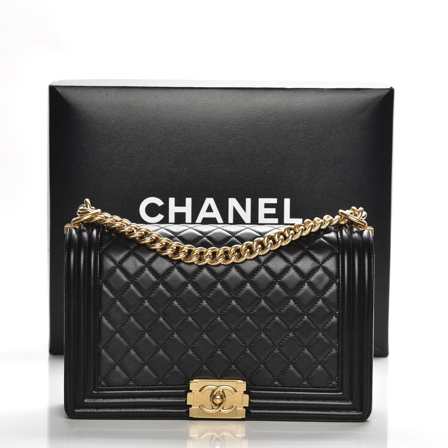 Lambskin Quilted New Medium Boy Flap Black