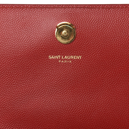 Saint Laurent Grain De Poudre Medium Monogram Kate Satchel Red 6 of 9