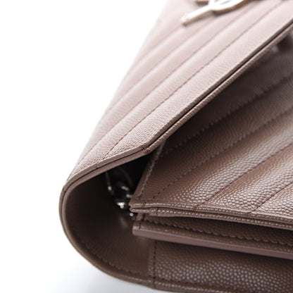 Saint Laurent Grain De Poudre Matelasse Chevron Monogram Chain Wallet Fard 14 of 16
