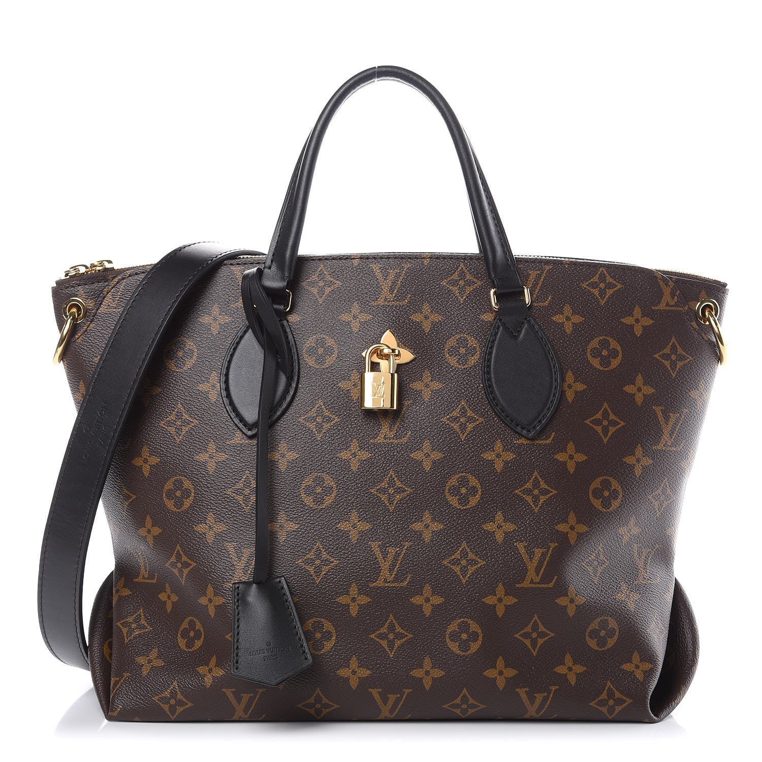 Louis Vuitton Monogram Flower Zipped Tote MM Black 1 of 9