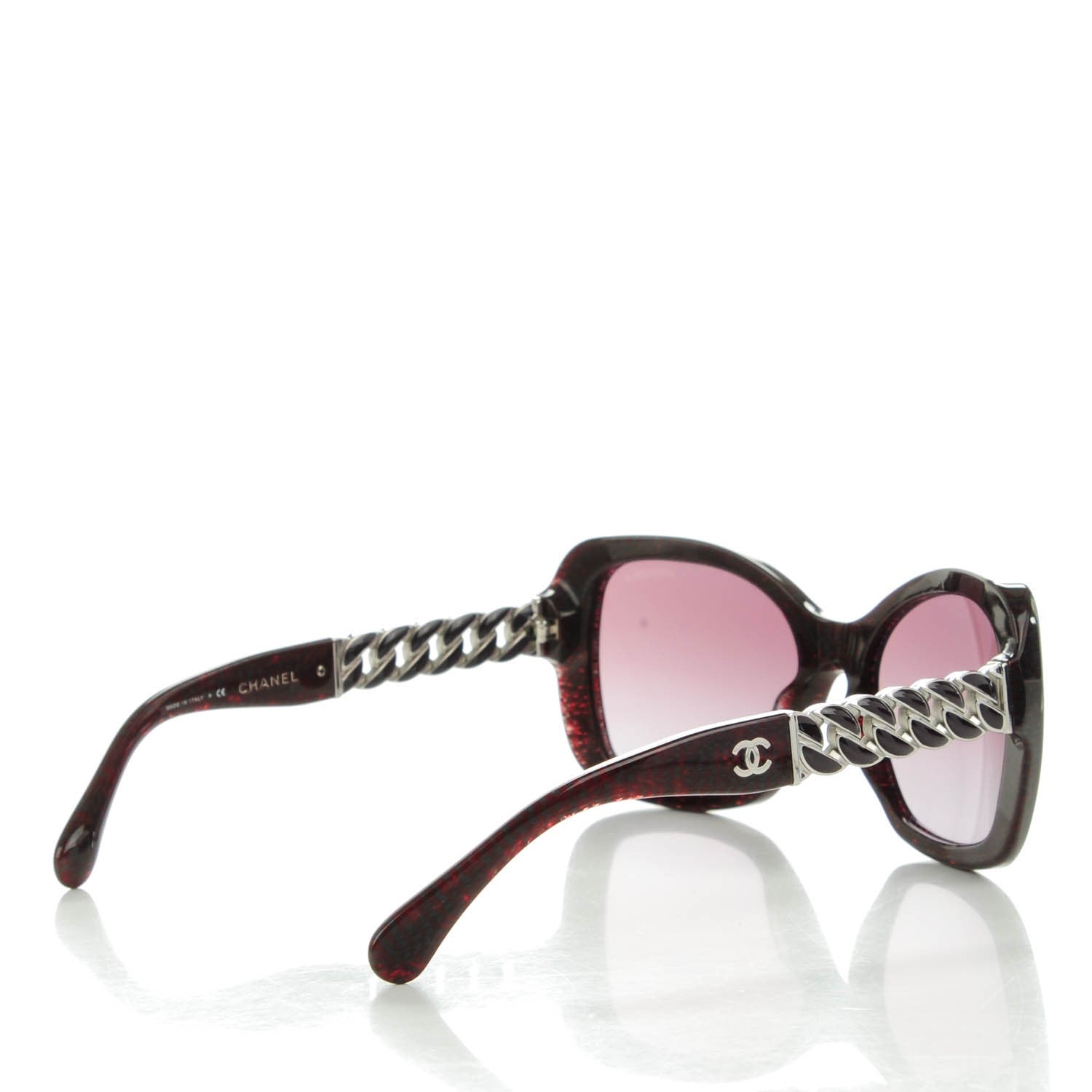 Chanel Acetate Metal Chain Square Sunglasses 5305 Red 3 of 6
