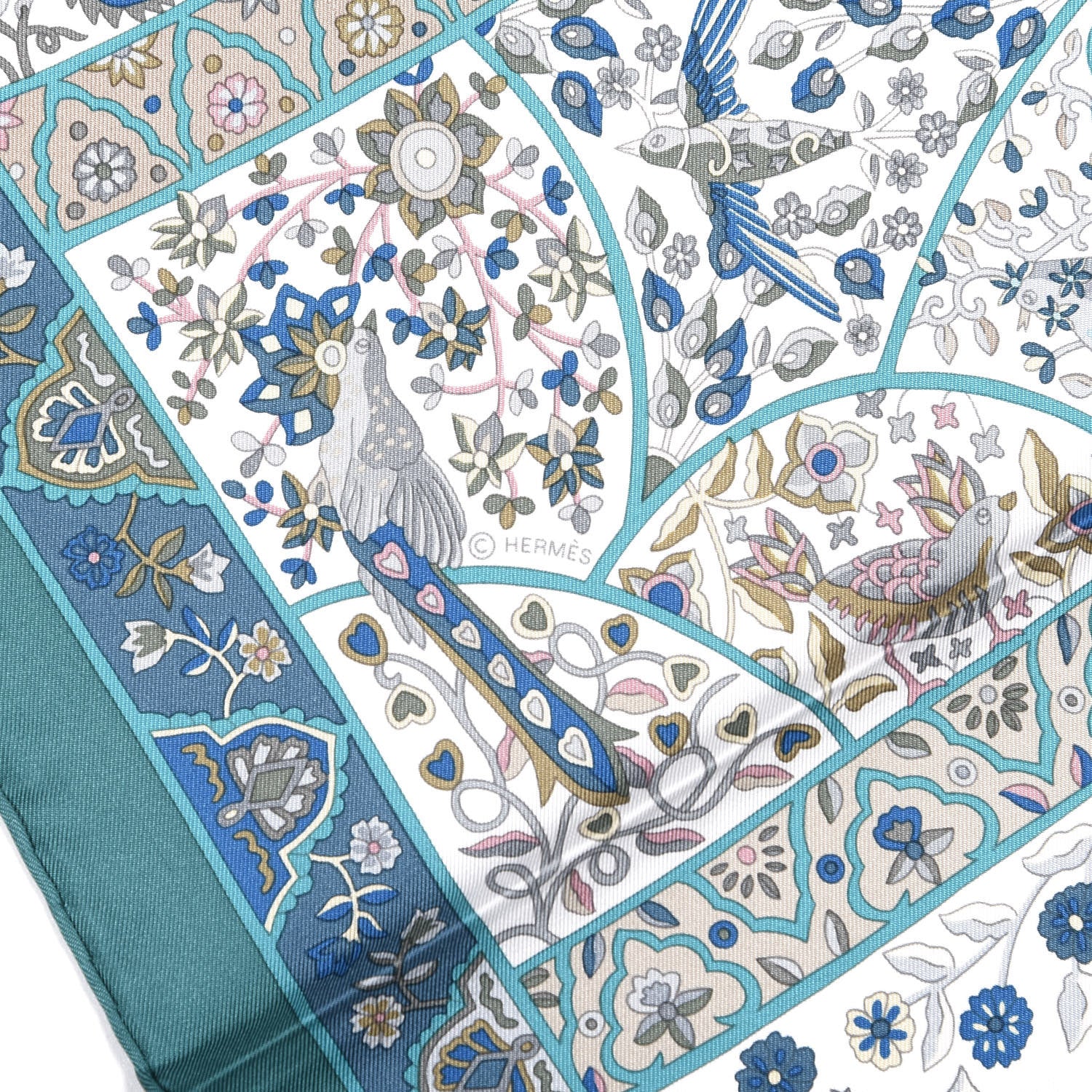 Hermes Silk Au Pays Des Oiseaux Fleurs Scarf 90 2 of 4