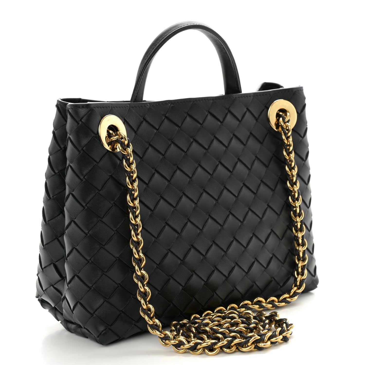 Bottega Veneta Nappa Intrecciato Small Andiamo With Chain Shoulder Bag Black 3 of 9