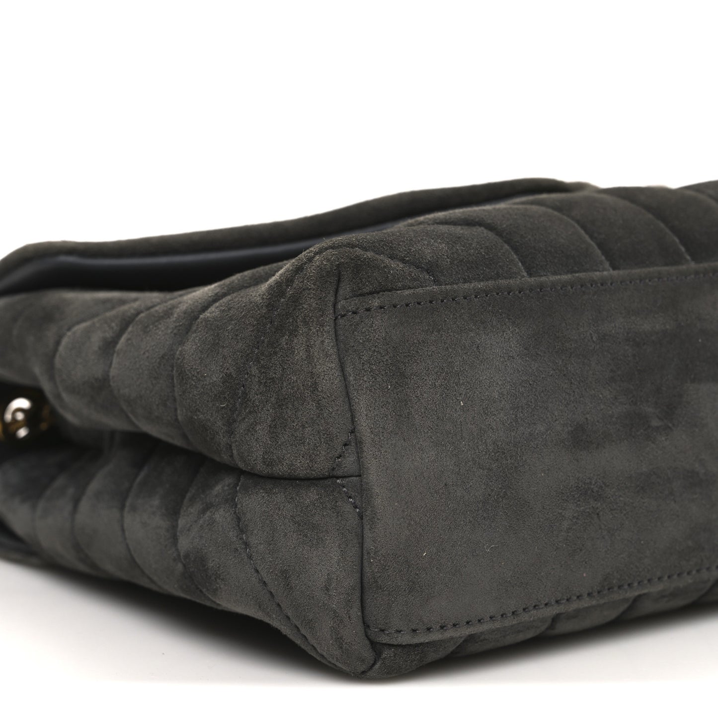 Suede Y Quilted Monogram Small Loulou Chain Satchel Storm