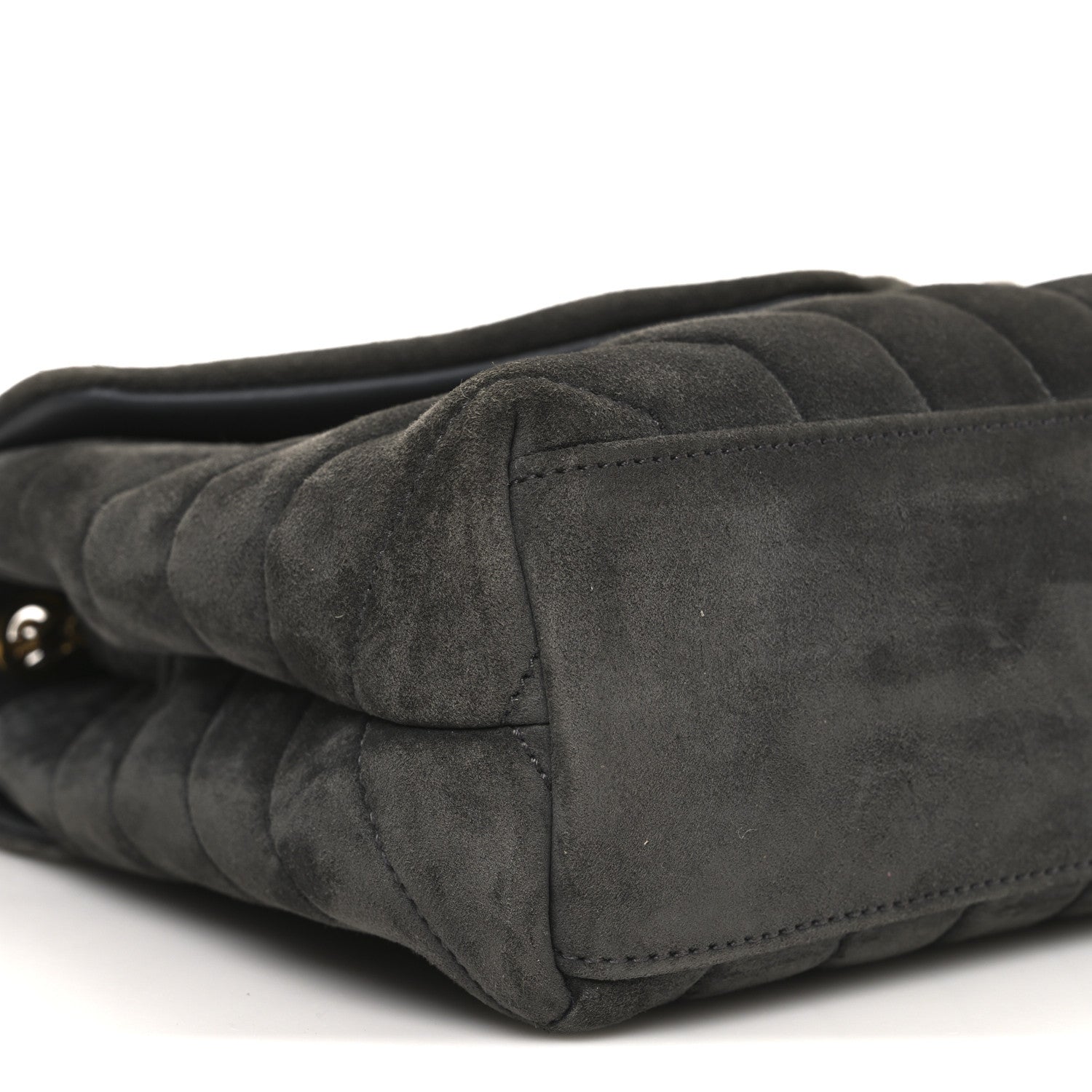 Saint Laurent Suede Y Quilted Monogram Small Loulou Chain Satchel Storm 9 of 11