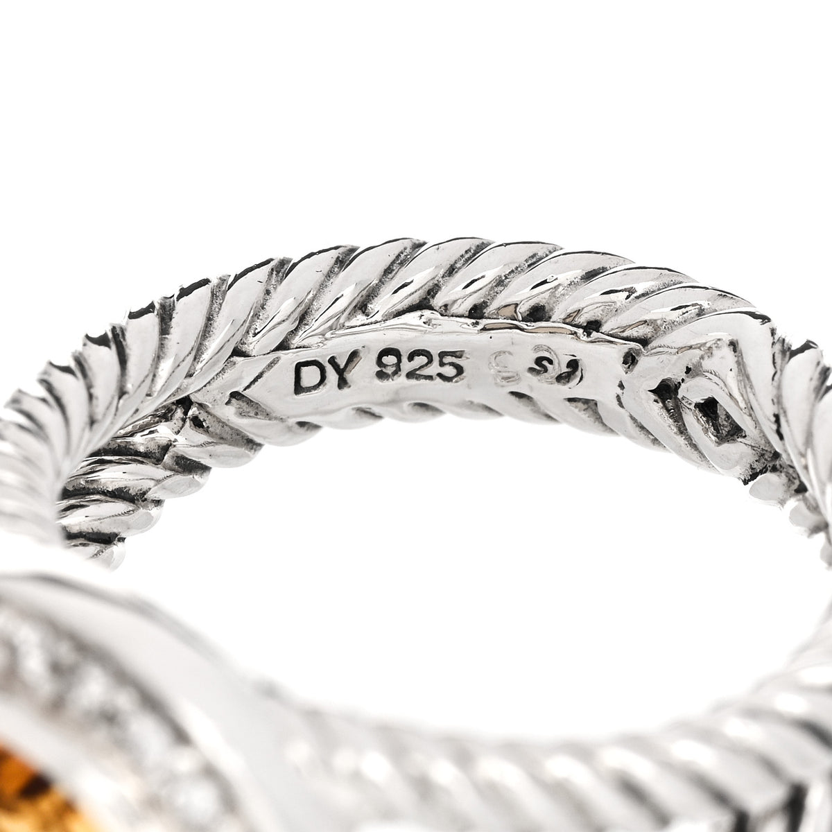 David Yurman Sterling Silver Diamond Citrine 8mm Petite Cerise Ring  52 6 5 of 5