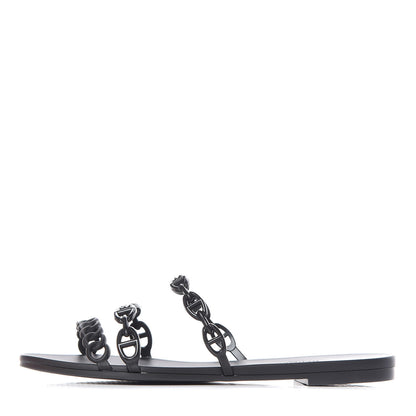 Hermes Rubber Chaine d'Ancre Rivage Sandals 40 Black 1 of 8