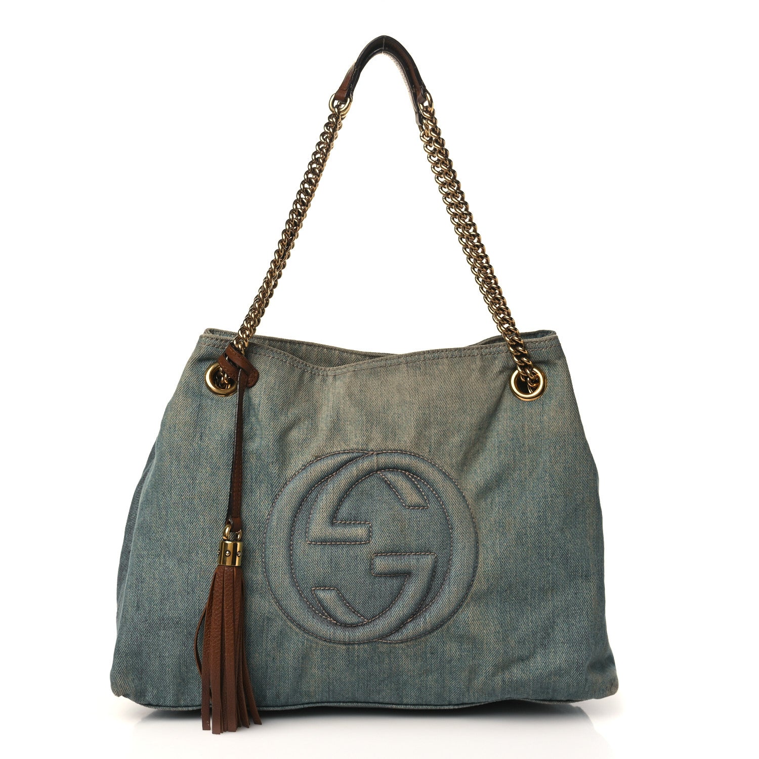 Gucci Denim Medium Soho Chain Shoulder Bag Blue 1 of 12