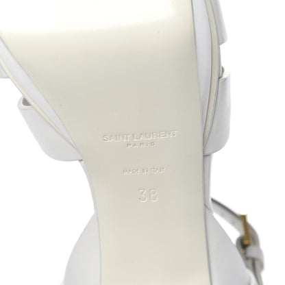 Saint Laurent Calfskin Tribute 75 Platform Sandals 38 White 6 of 8