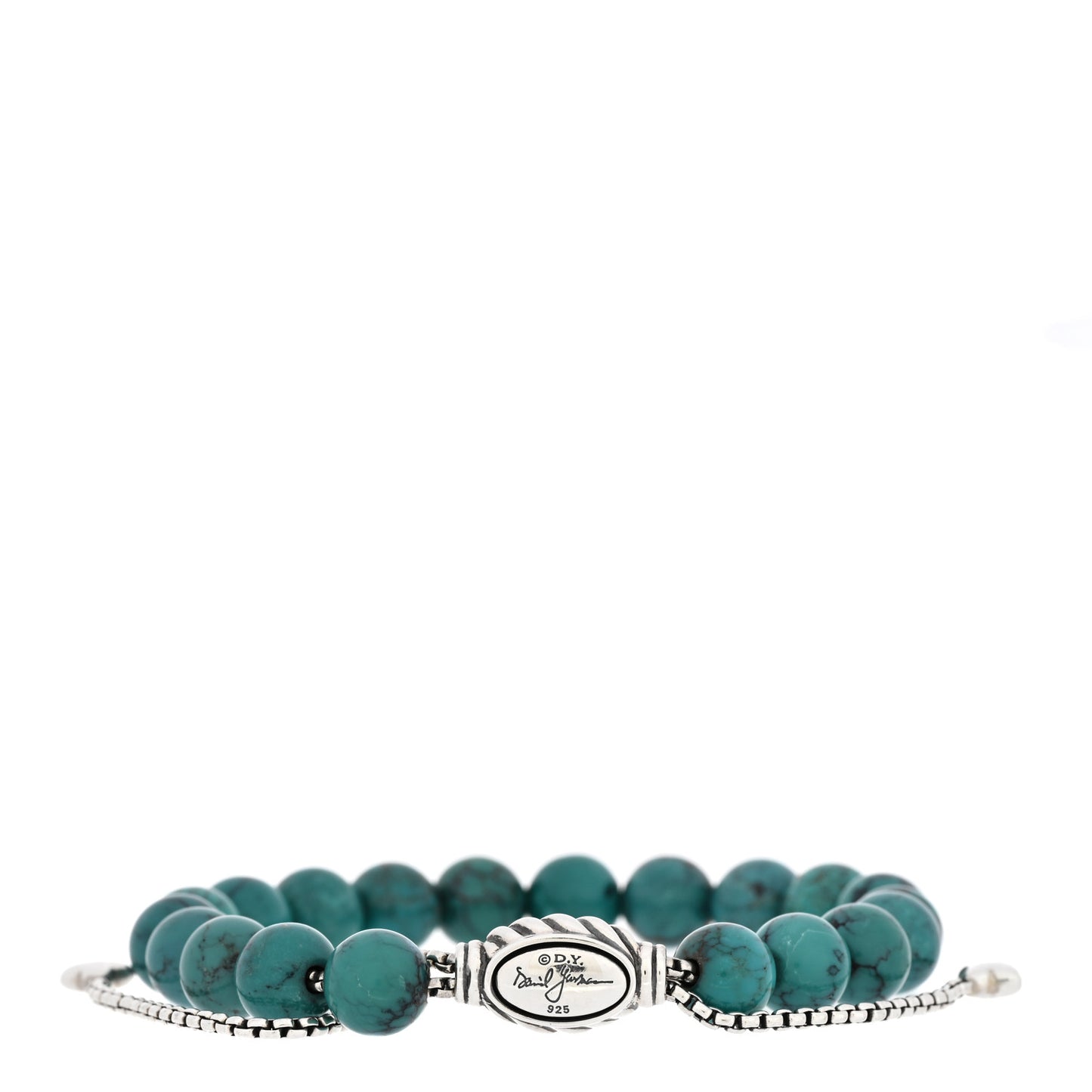 DAVID YURMAN Sterling Silver Turquoise 8mm Spiritual Beads Adjustable Bracelet