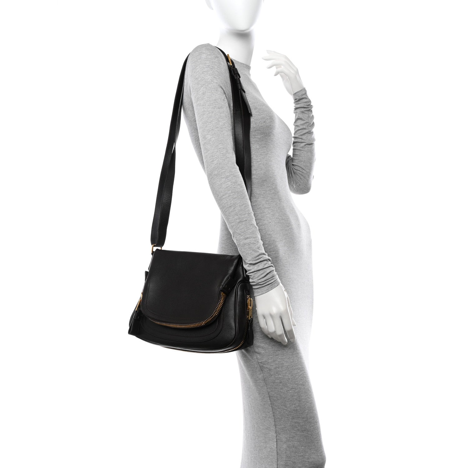 Tom Ford Pebbled Calfskin Medium Jennifer Dark Brown 2 of 15