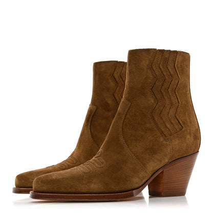 Hermes Suede Womens Vegas Ankle Boot 37 Brun Fume 3 of 9