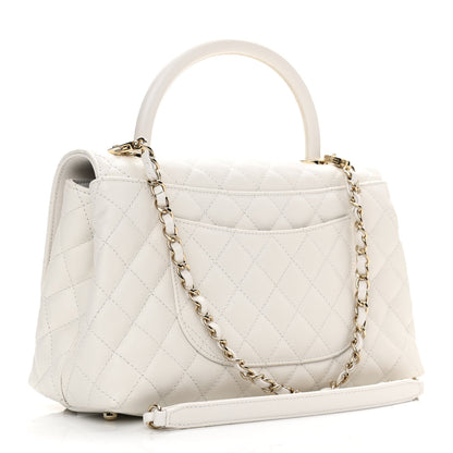 Chanel Caviar Quilted Small Coco Handle Flap White 3 of 11