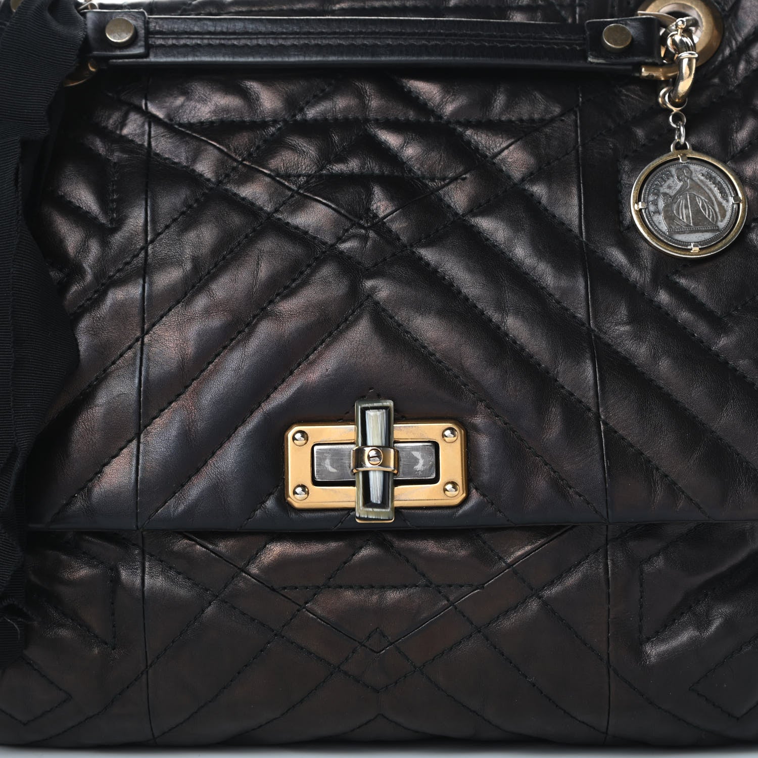 Lanvin Lambskin Quilted Medium Happy Shoulder Bag Black 7 of 10