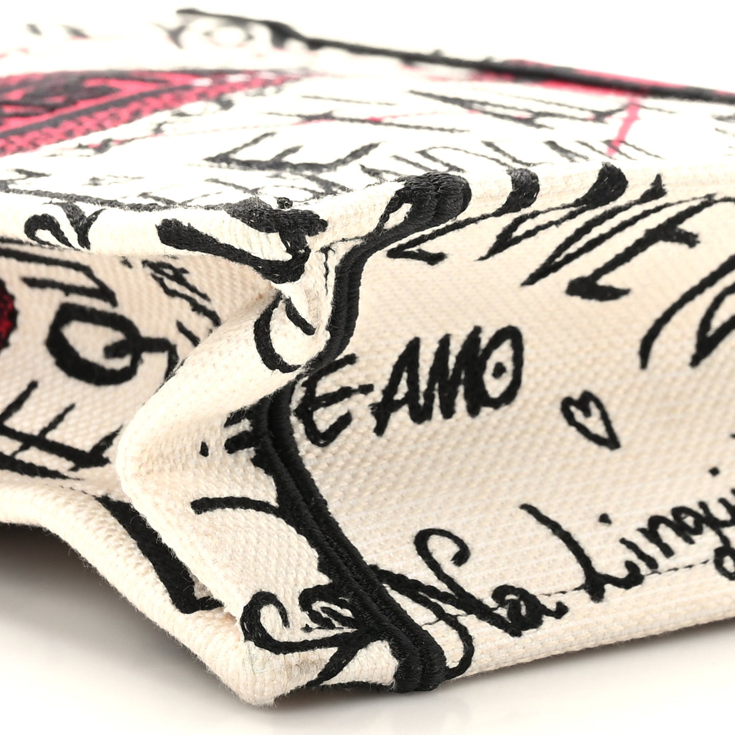 Canvas Embroidered Vertical Dioramour Graffiti Book Tote Latte Multicolor