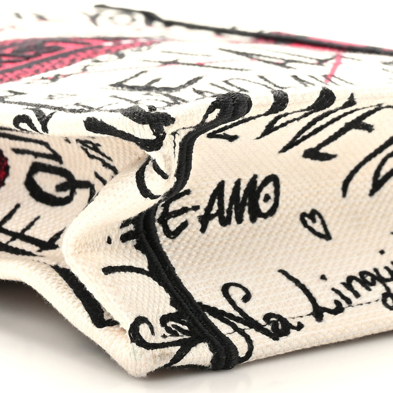 Christian Dior Canvas Embroidered Vertical Dioramour Graffiti Book Tote Latte Multicolor 8 of 9