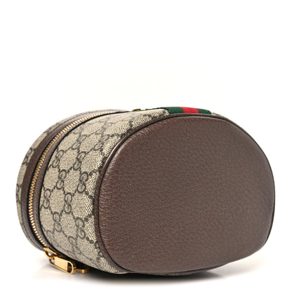 Gucci GG Supreme Monogram Textured Calfskin Web Ophidia Vanity Cosmetic Case Beige Ebony New Acero 4 of 11