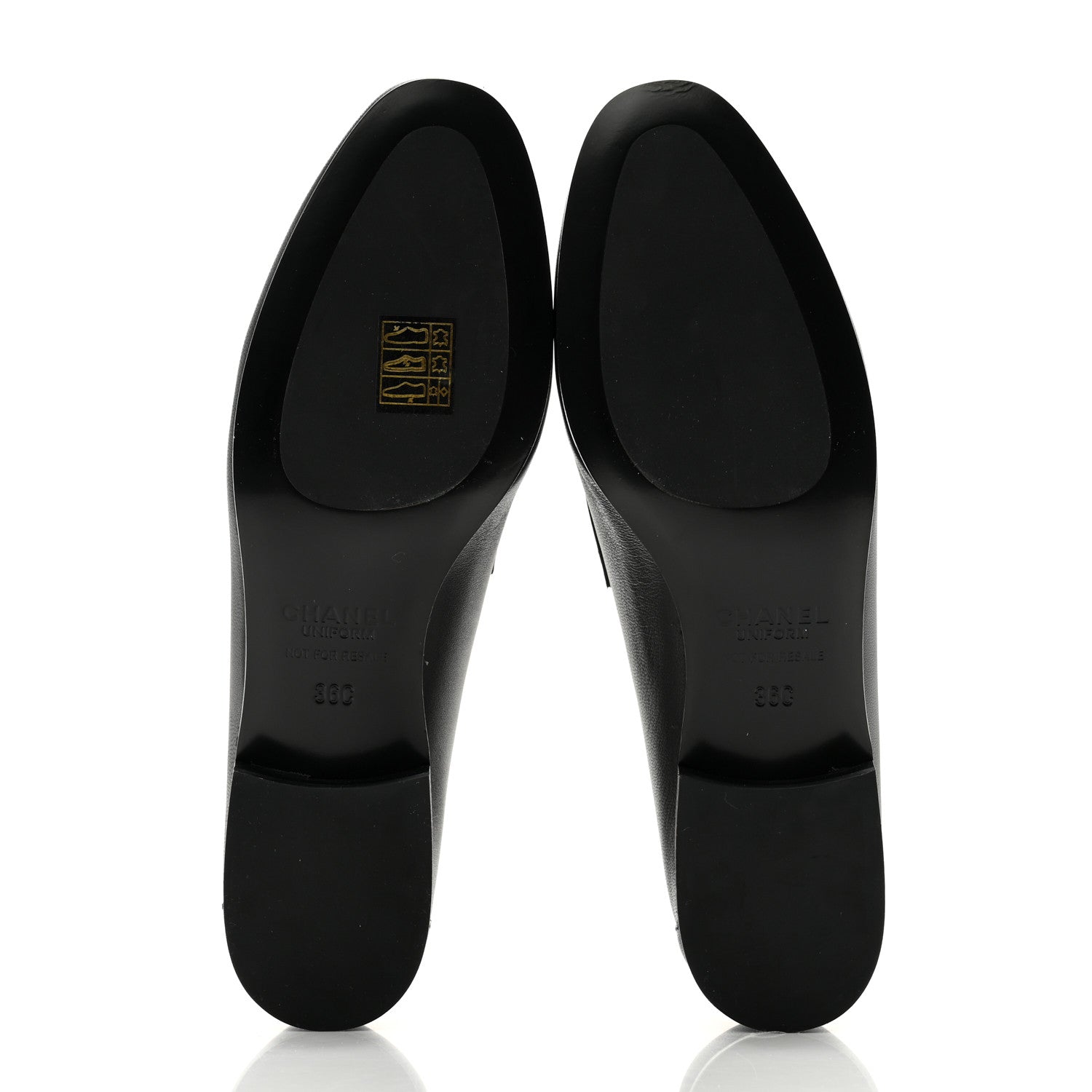 Chanel Calfskin Womens Stitched CC Loafers 36 Black 5 of 10