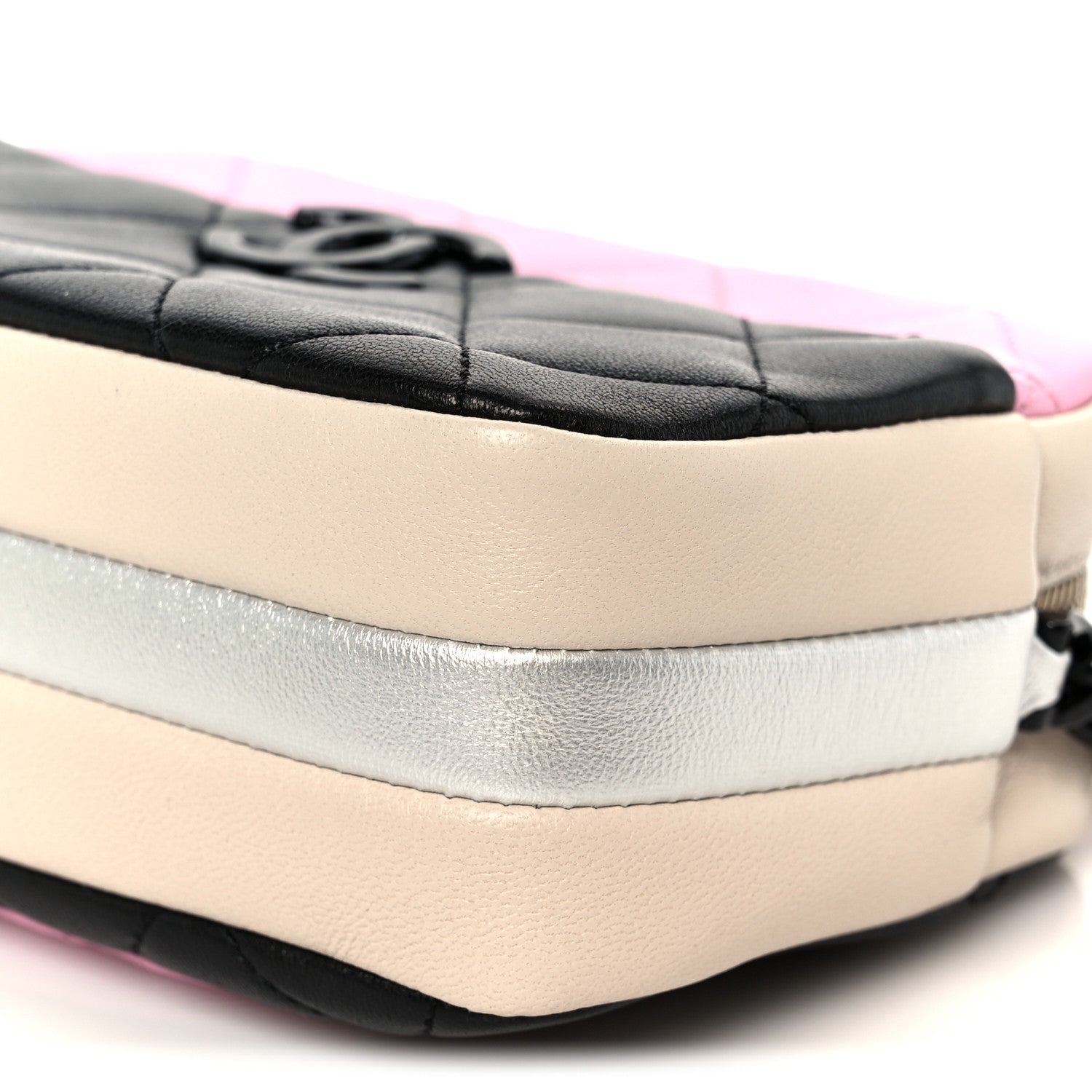 Chanel Shiny Lambskin Monochrome Chain Mini Camera Case Bag Pink Black Silver 10 of 11