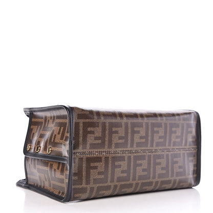 Fendi Glazed Fabric Vitello Century FF 1974 Stamp Patch Mini Peekaboo Defender Cover Mogano Panna Black 4 of 10