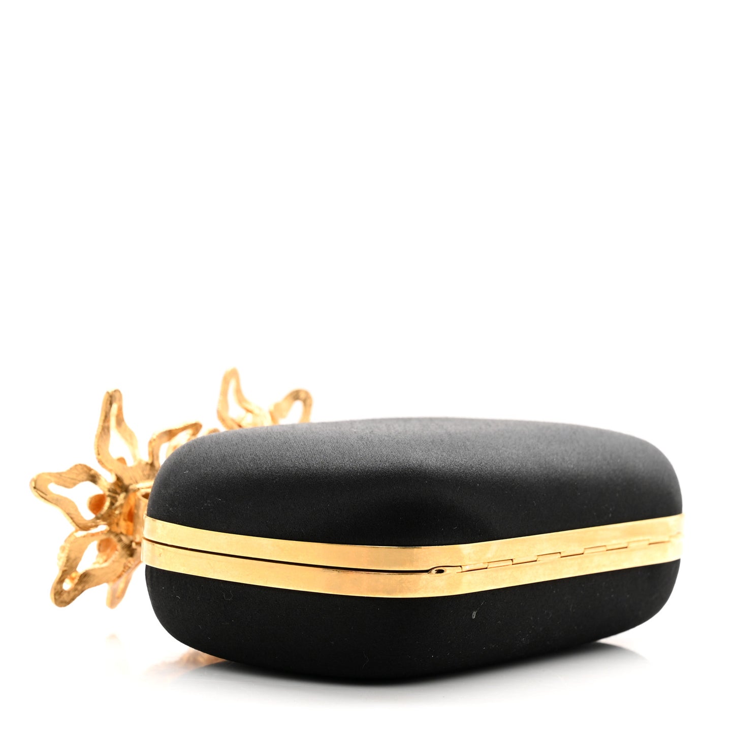 Satin Salamander Knuckle Box Clutch Clutch Black