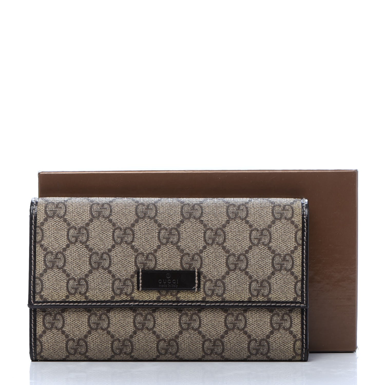 Gucci GG Plus Monogram Joy Continental Snap Oranizer Wallet Beige Ebony Dark Brown 13 of 13