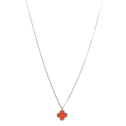 Van Cleef & Arpels 18K Rose Gold Carnelian Sweet Alhambra Pendant Necklace 1 of 8