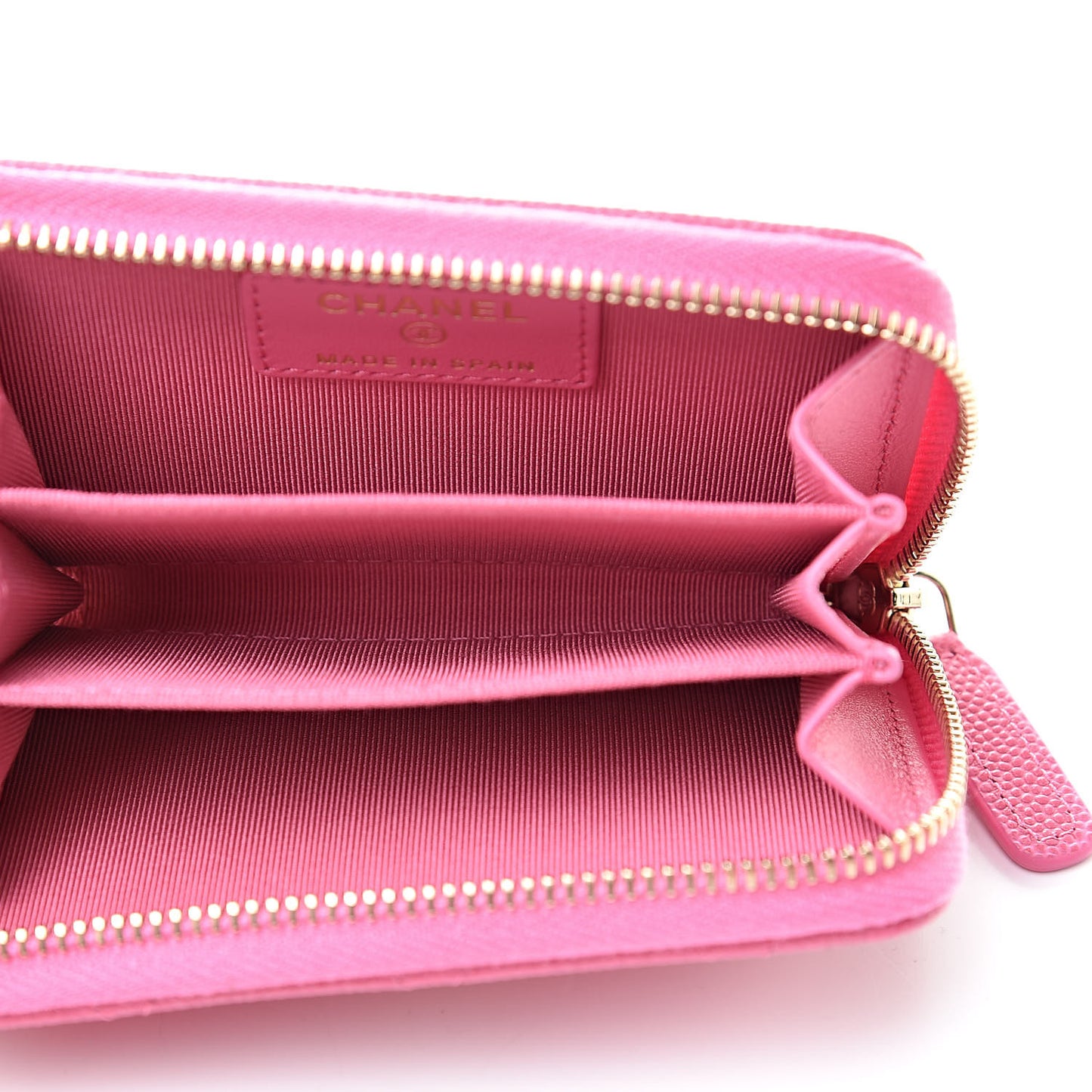 Caviar Quilted Zip Coin Purse Pink