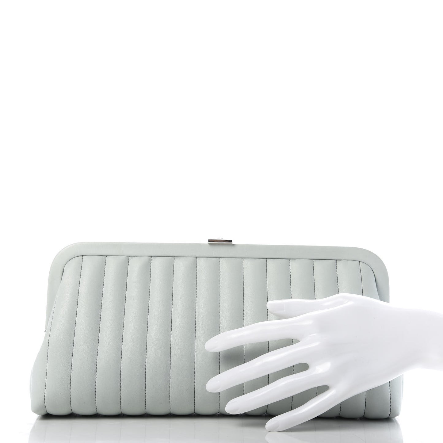 Lambskin Vertical Quilted Mademoiselle Clutch Light Green