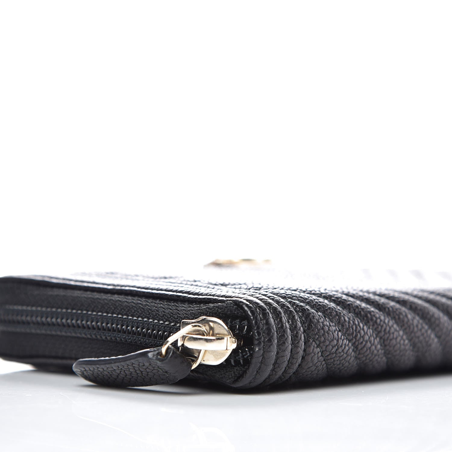 Chanel Caviar Chevron Quilted Zip Around Boy Wallet Black 9 of 11