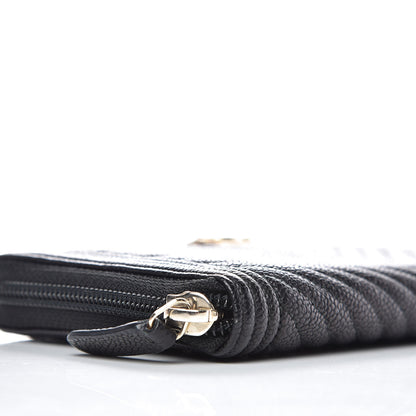 Chanel Caviar Chevron Quilted Zip Around Boy Wallet Black 9 of 11