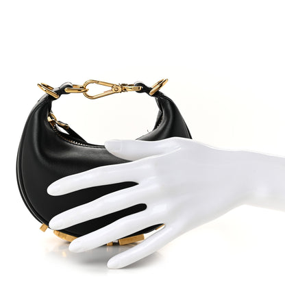 Fendi Vitello Grace Matte Nano Fendigraphy Hobo Charm Black 2 of 11