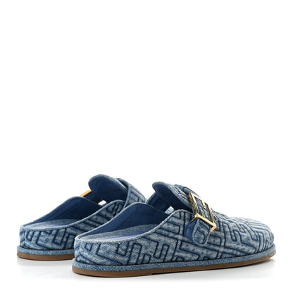 Fendi Denim Jacquard FF Womens Fendi Feel Buckled Mules 40 Blue 4 of 11