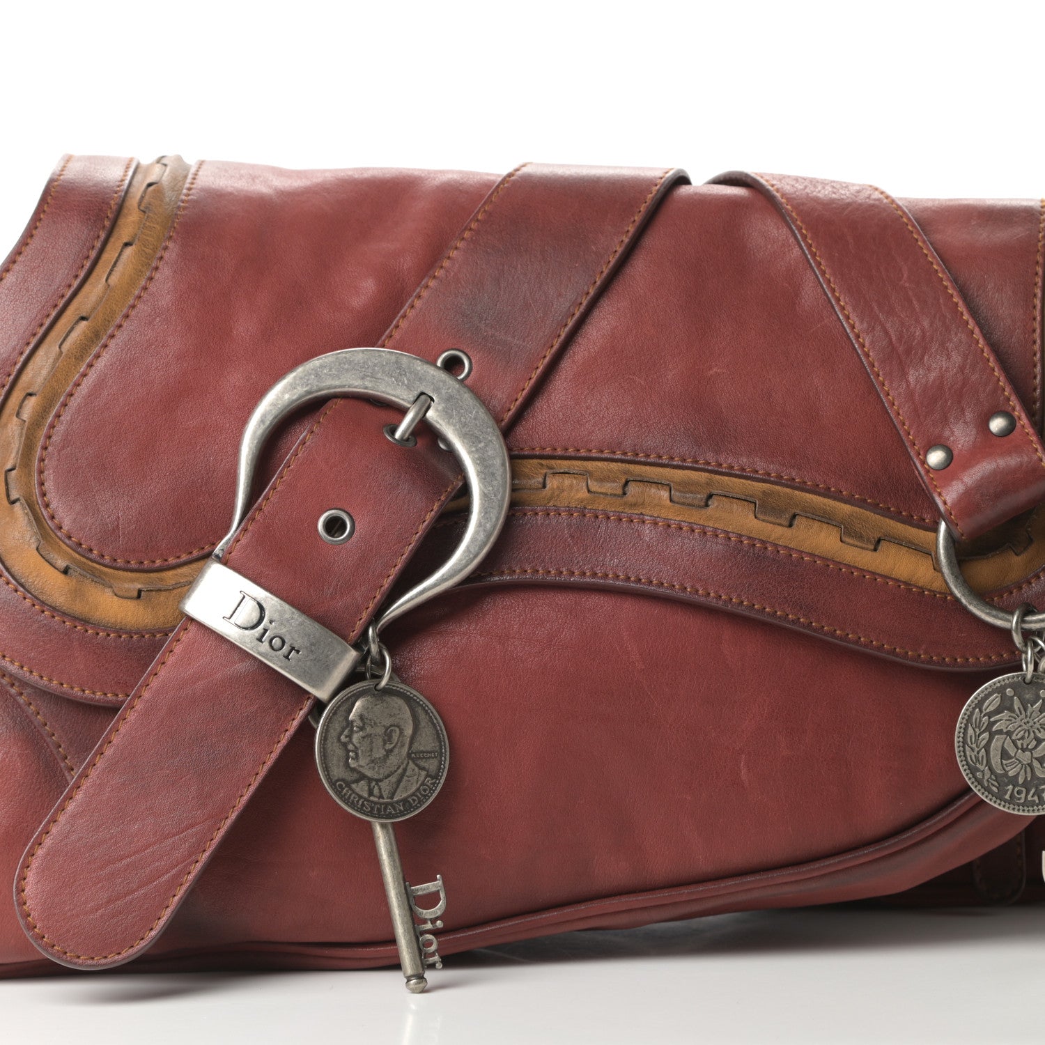 Christian Dior Calfskin Medium Gaucho Double Saddle Red 11 of 18