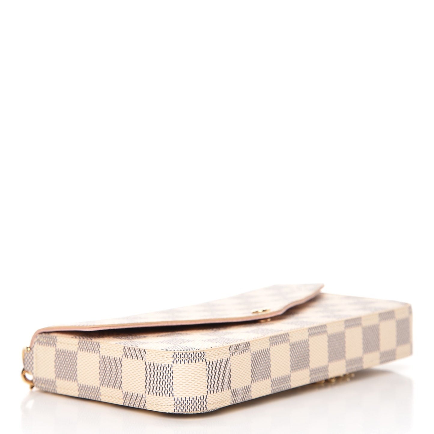 Damier Azur Pochette Felicie Chain Wallet Rose Ballerine